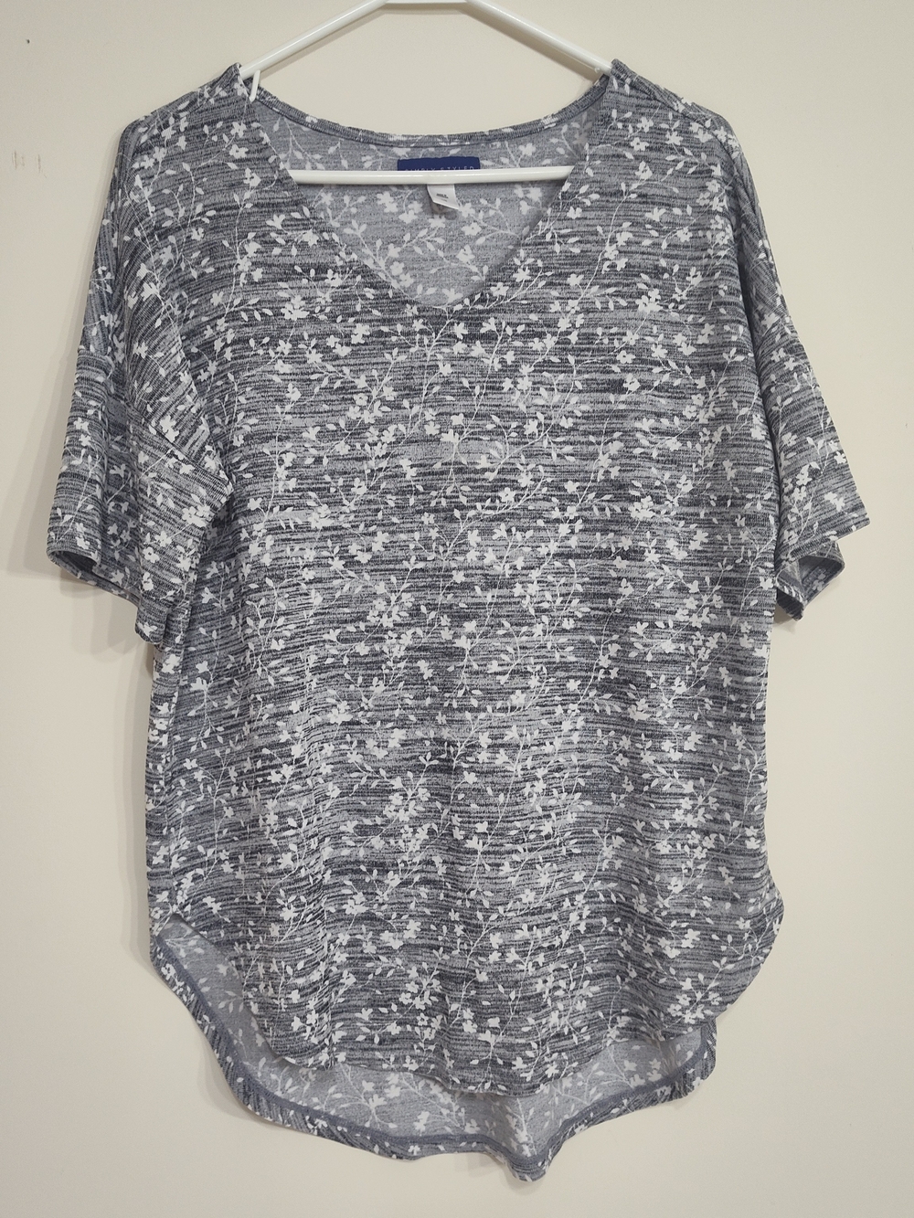Pullover Grey Heathered Knit Blend Shirt Top Simply Styled Women's Large L